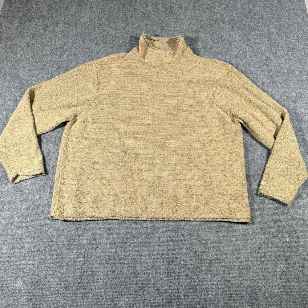 Columbia Womens 1X Tan Marled Knit Mock Neck Long Sleeve Sweater Textured Boucle